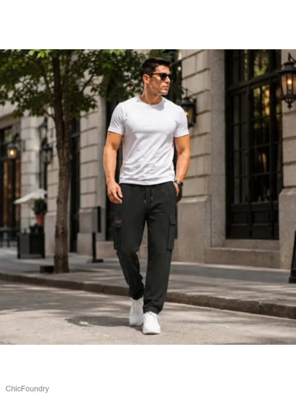 Men's Cargo Pants Drawstring Elastic Waist Multi Pockets Lightweight Joggers